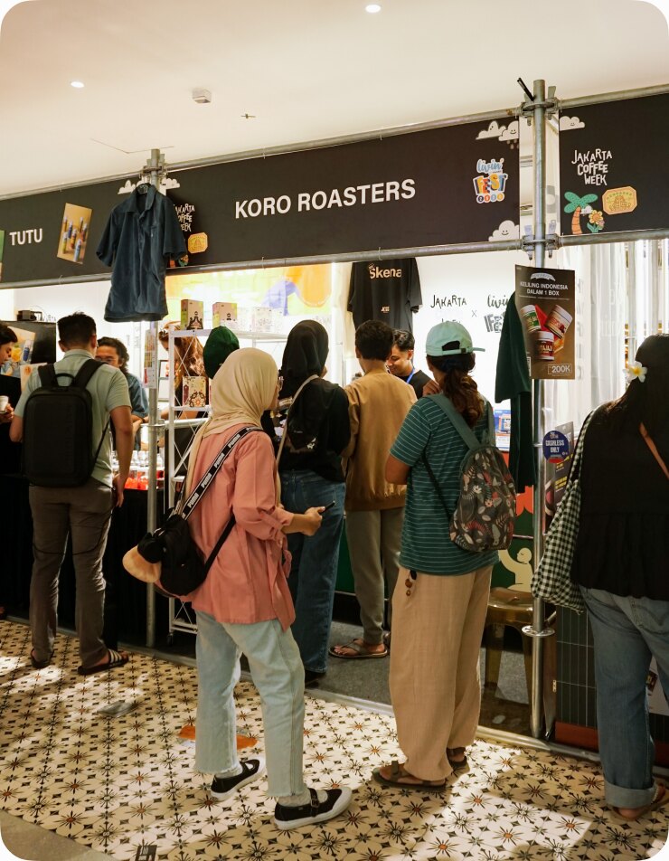 Koro customers and the roastery