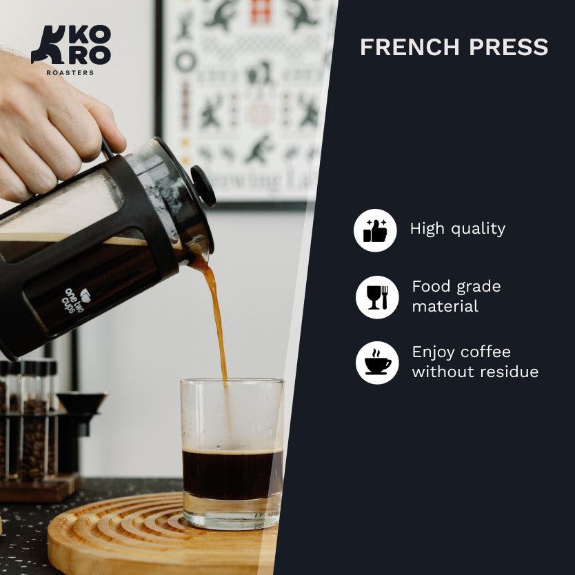 One Two Cups French Press Coffee Maker 600ml by Koro Roasters | Kopi Tanpa Ampas