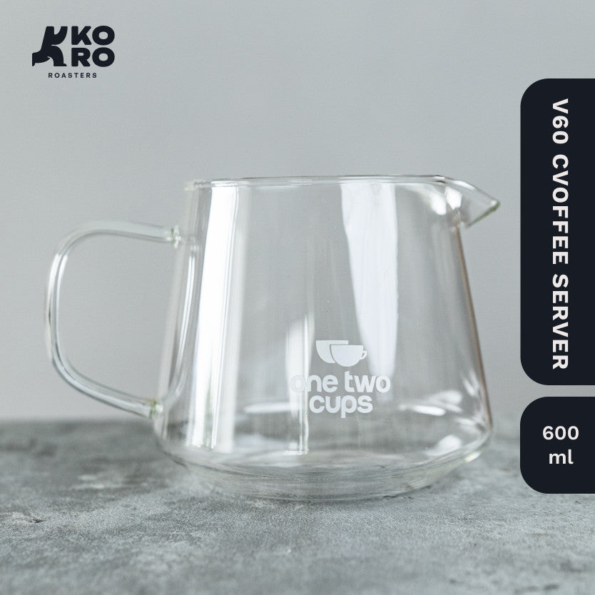 One Two Cups Server Kopi V60 Borosilicate Glass 600ml by Koro Roasters