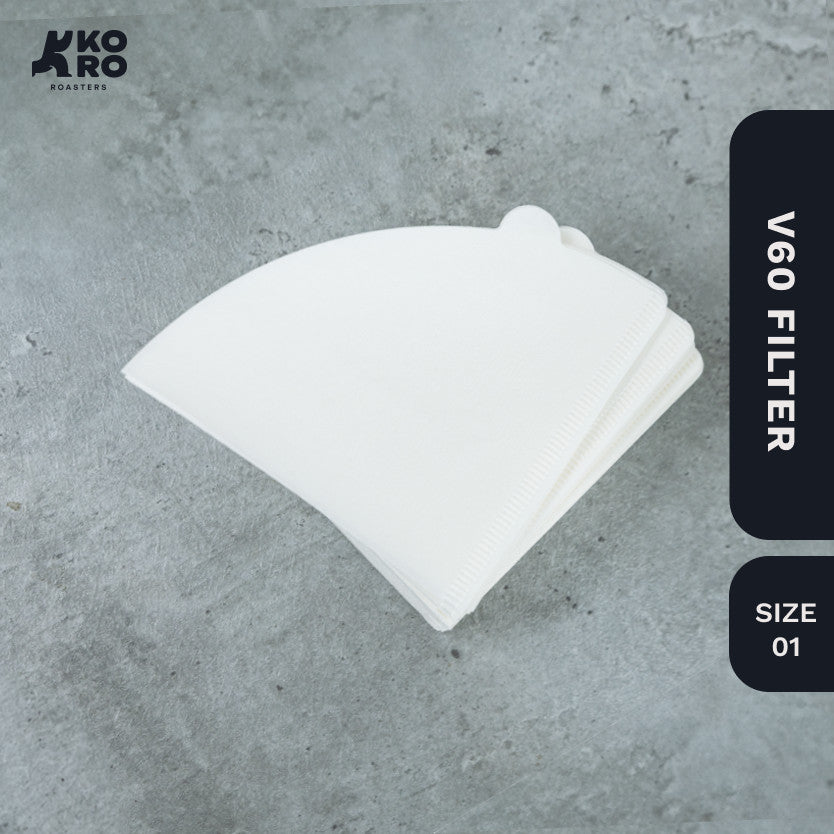 One Two Cups Filter Paper Kertas Saringan Kopi V60 01 Putih/Bleached - 100pcs 1-2 cups Koro Roasters