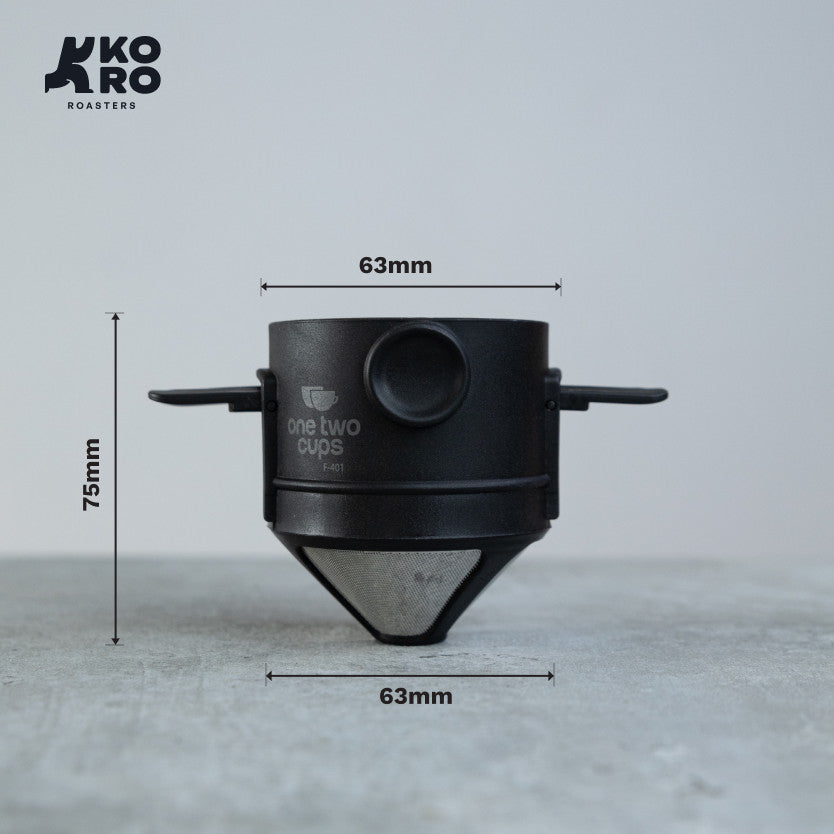 
                  
                    One Two Cups Filter Penyaring Kopi Hitam - Portable Cone Coffee Dripper V60 Black by Koro Roasters
                  
                