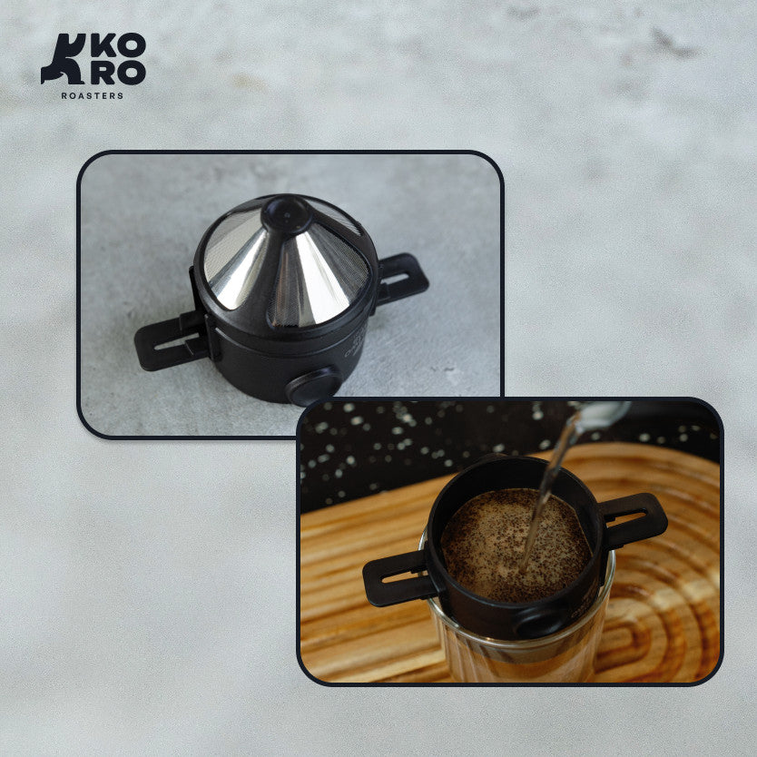 
                  
                    One Two Cups Filter Penyaring Kopi Hitam - Portable Cone Coffee Dripper V60 Black by Koro Roasters
                  
                