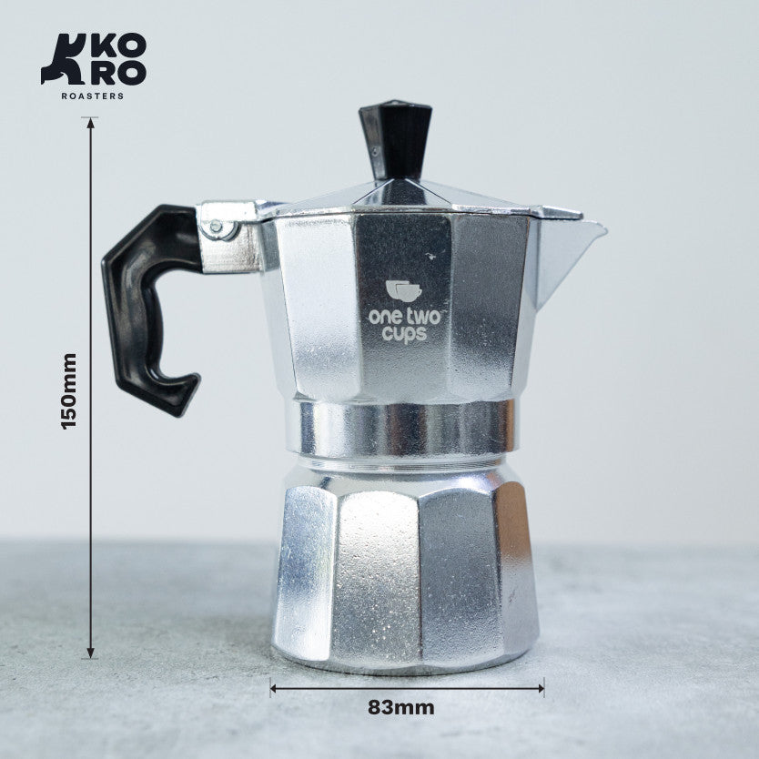 
                  
                    One Two Cups Moka Pot Coffee Espresso Maker 150ml (3 cups) by Koro Roasters | Kopi Tanpa Ampas
                  
                