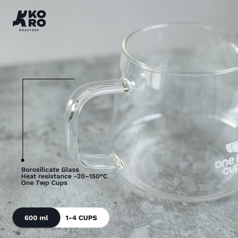 
                  
                    One Two Cups Server Kopi V60 Borosilicate Glass 600ml by Koro Roasters
                  
                