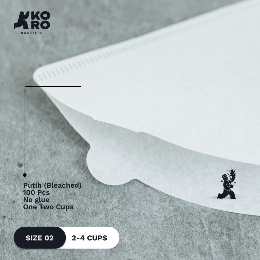 One Two Cups Paper Filter Kertas Saringan Kopi V60 02 Putih Bleached 100pcs 1-4 cups | Koro Roasters