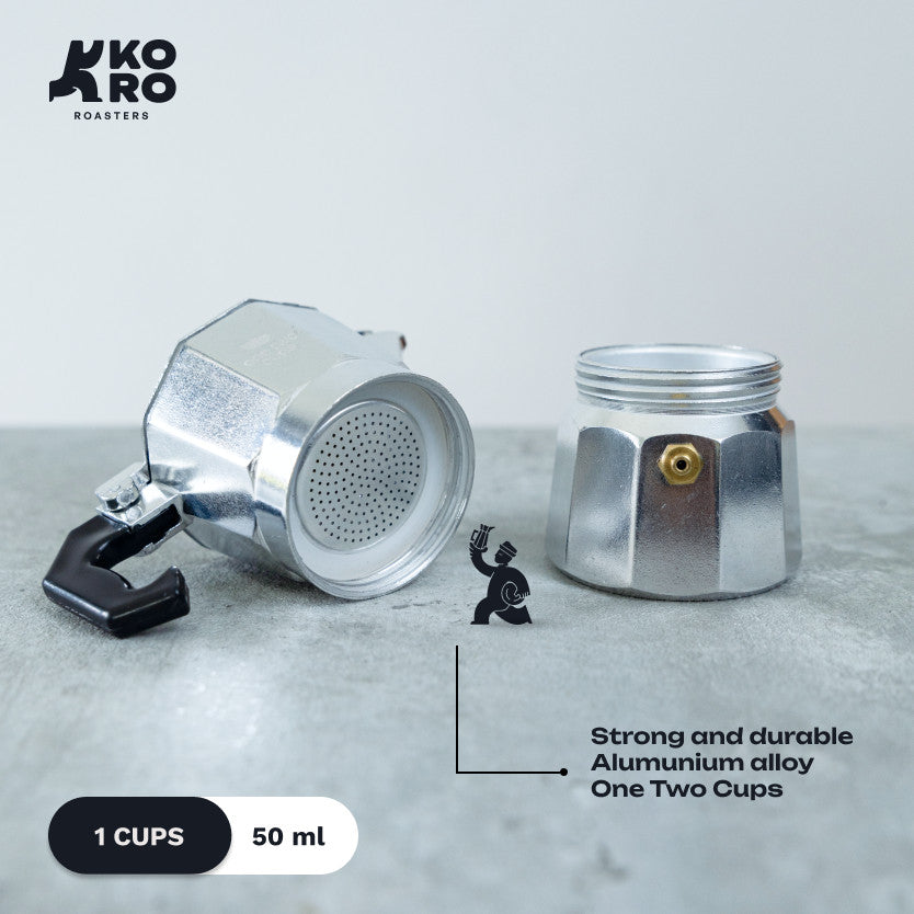
                  
                    One Two Cups Moka Pot Coffee Espresso Maker 50ml (1 cup) by Koro Roasters | Kopi Tanpa Ampas
                  
                