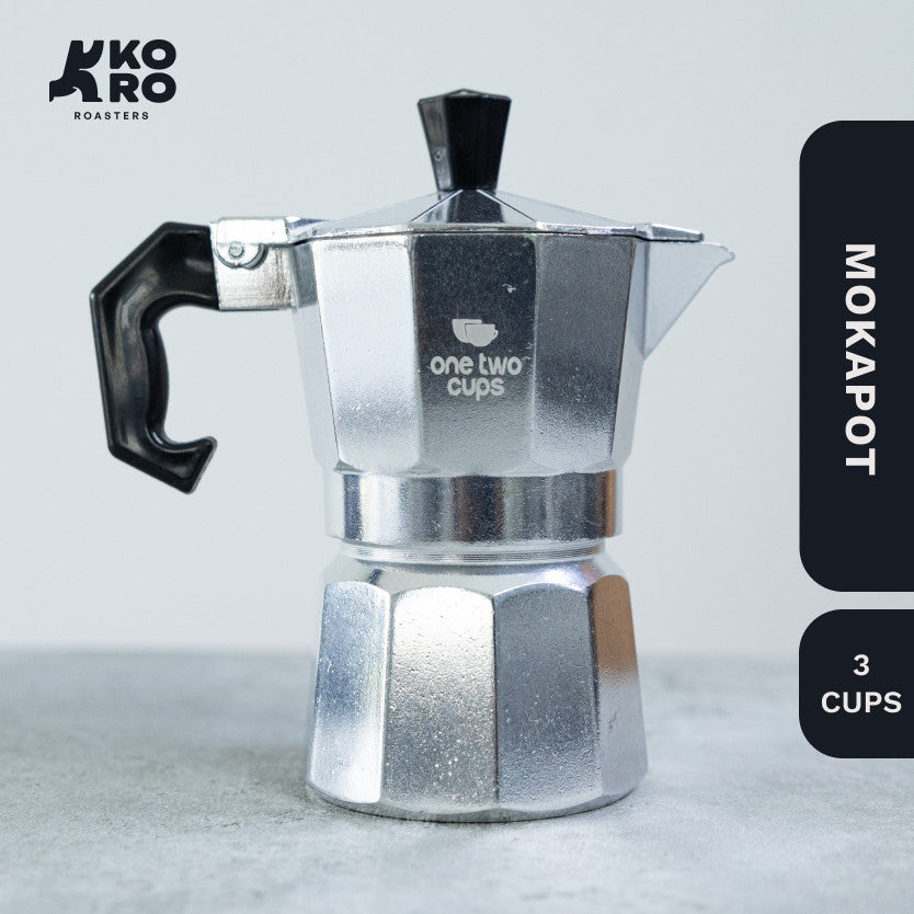
                  
                    One Two Cups Moka Pot Coffee Espresso Maker 150ml (3 cups) by Koro Roasters | Kopi Tanpa Ampas
                  
                