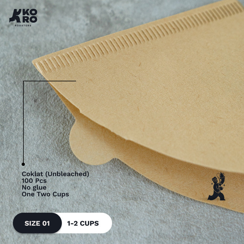 One Two Cups Kertas Saringan Paper Filter Kopi V60 01 Coklat 100pcs Unbleached | Koro Roasters