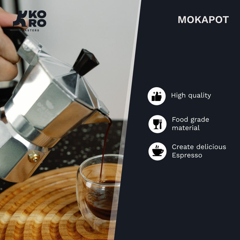 
                  
                    One Two Cups Moka Pot Coffee Espresso Maker 150ml (3 cups) by Koro Roasters | Kopi Tanpa Ampas
                  
                